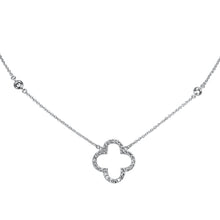 Sterling Silver Cubic Zirconia Clover Necklace. 