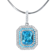 Icy Ocean Blue and Clear CZ Pendant and Earrings