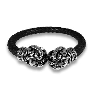 Asian Inspired Black Leather Bracelet