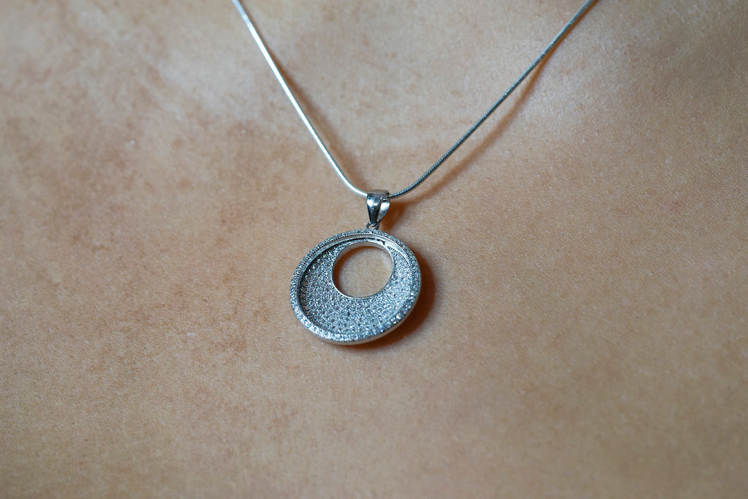 Sterling Silver Pave Necklace 